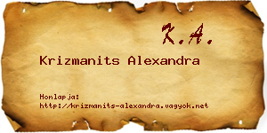Krizmanits Alexandra névjegykártya